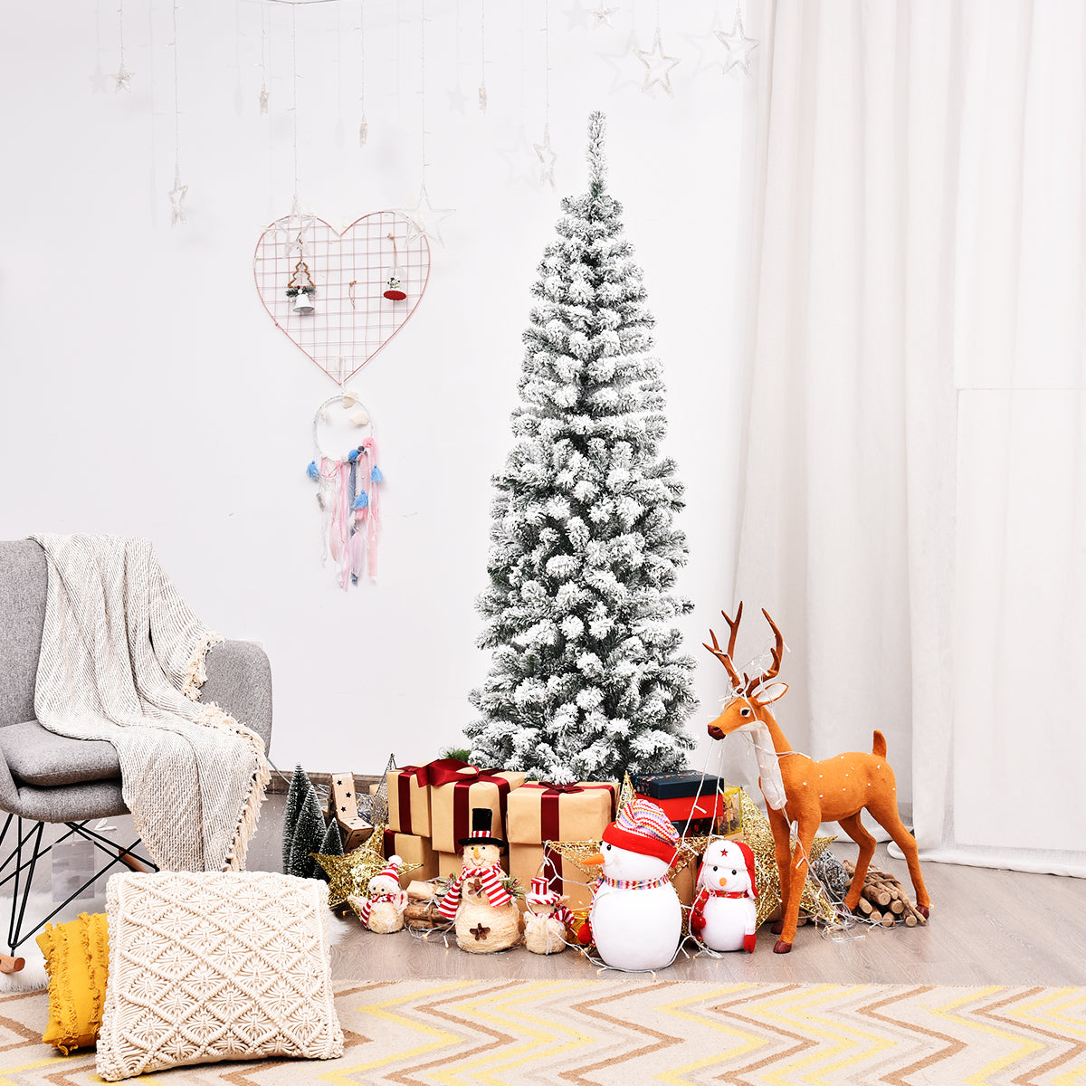 LIVSK Besneeuwde Kerstboom - 500 PVC-takken - Inklapbare Metalen Standaard - Makkelijk op te zetten - 180 cm - Groen + Wit