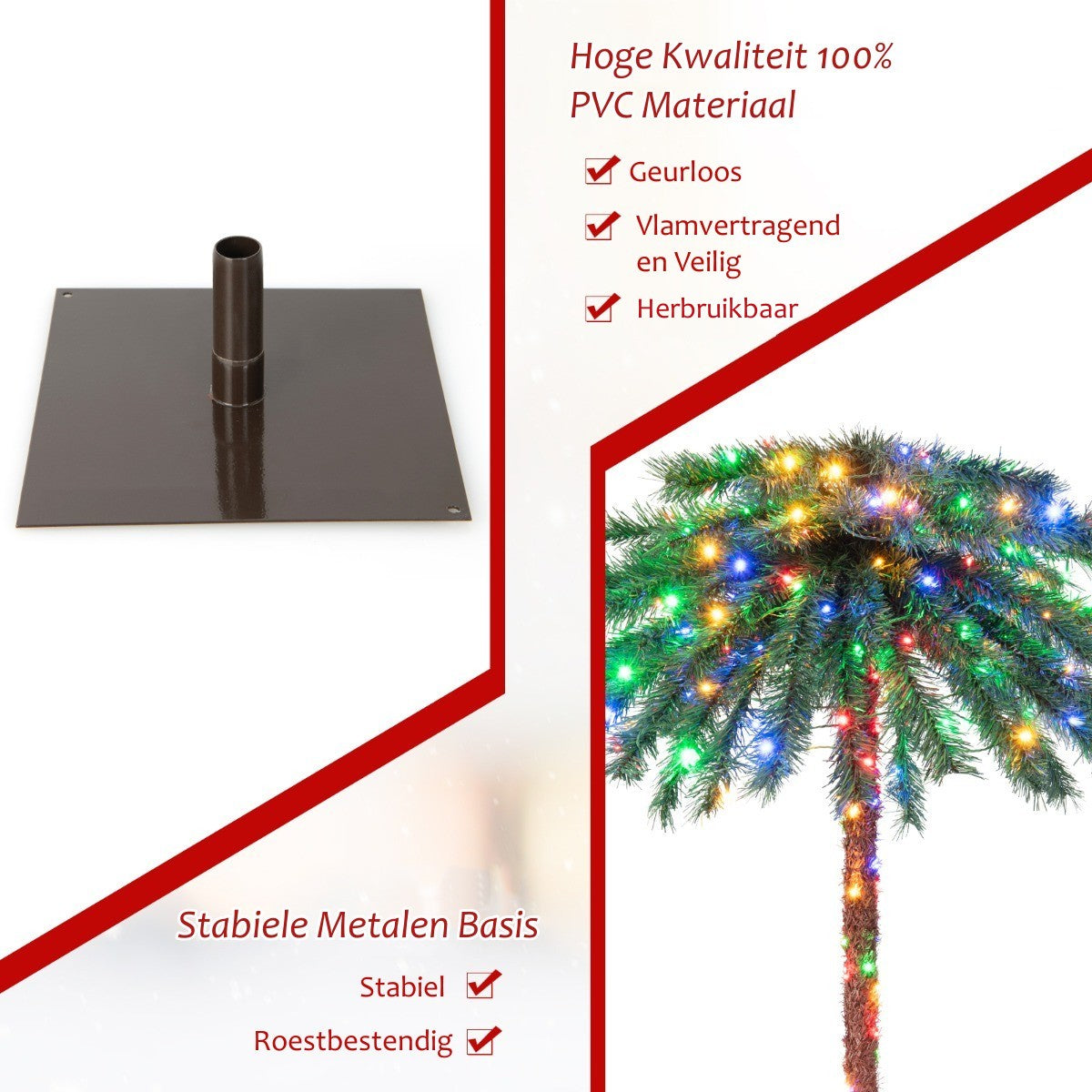 LIVSK Kunstmatige Palmboom - 210 LED-lampjes - 64 Takken - Eenvoudige Montage - 183 cm - Groen