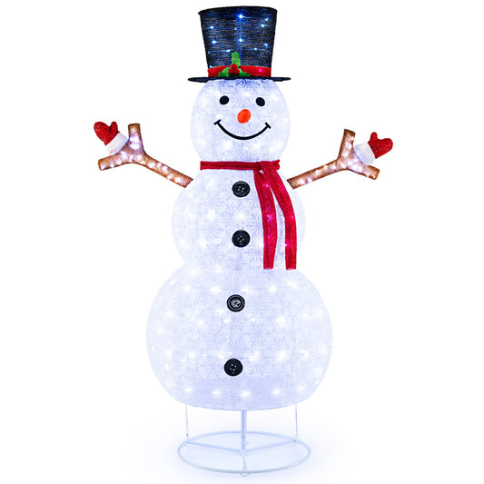LIVSK Verlichte Kerstsneeuwpop - 200 Koele Witte Lampjes - Weerbestendig - Inclusief Grondpennen - 125 x 80 x 184 cm - Wit