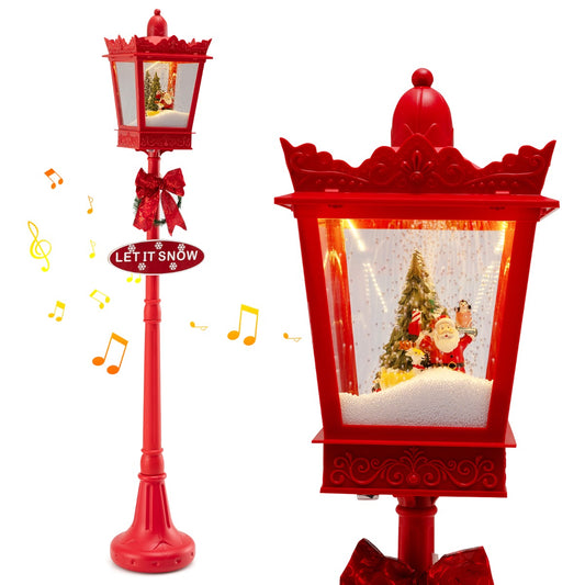 Livsk costway 185 cm hoge kerstlamp met warmwitte led verlichting en verlichte sneeuwballamp met navulbare voet