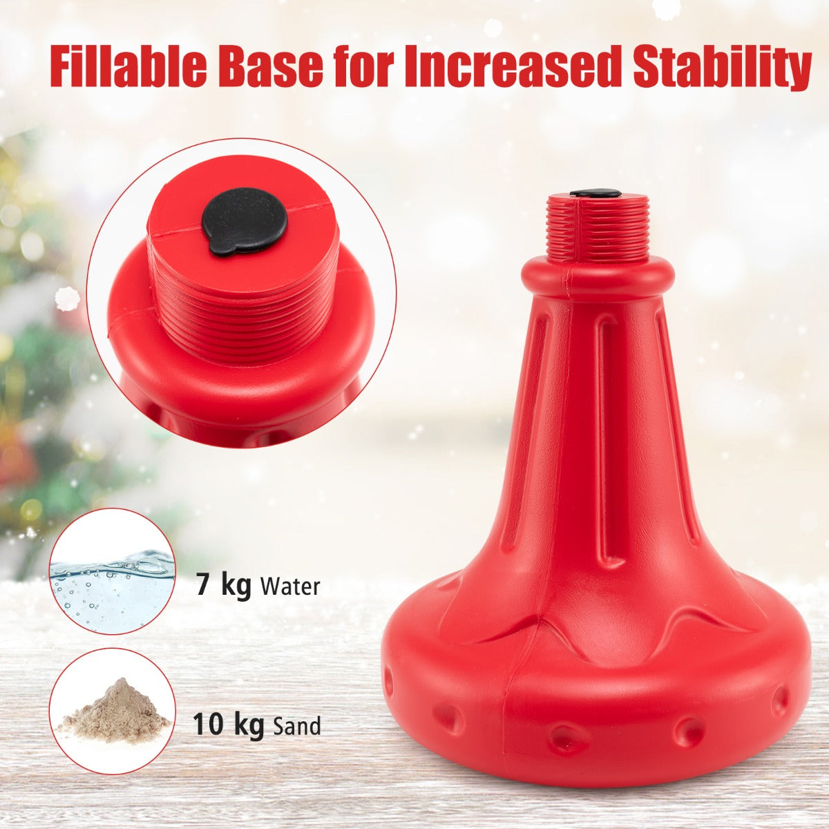 Livsk costway 185 cm hoge kerstlamp met warmwitte led verlichting en verlichte sneeuwballamp met navulbare voet 3