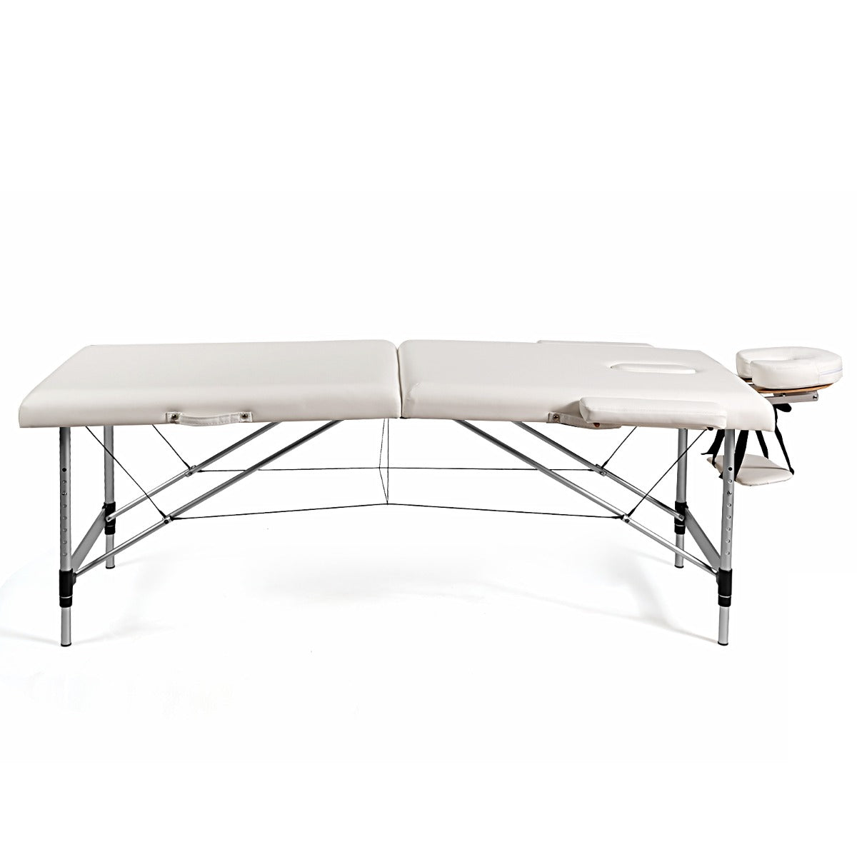 LIVSK Opvouwbare Massagetafel - 8 Verstelposities - Draagbaar en Lichtgewicht - Aluminium Frame - Tot 250 kg - Wit