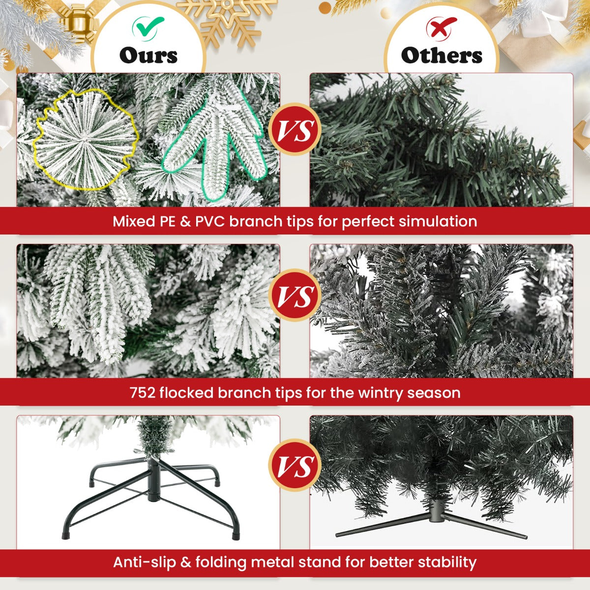 LIVSK Kunstkerstboom - 186 cm - 752 Takpunten - 250 Warmwitte LED-Lampjes - Brandveilig - Wit en Groen