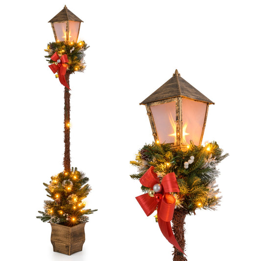 Livsk costway 187cm voorgeinstalleerde straatlantaarn kerstlantaarn met ledverlichting