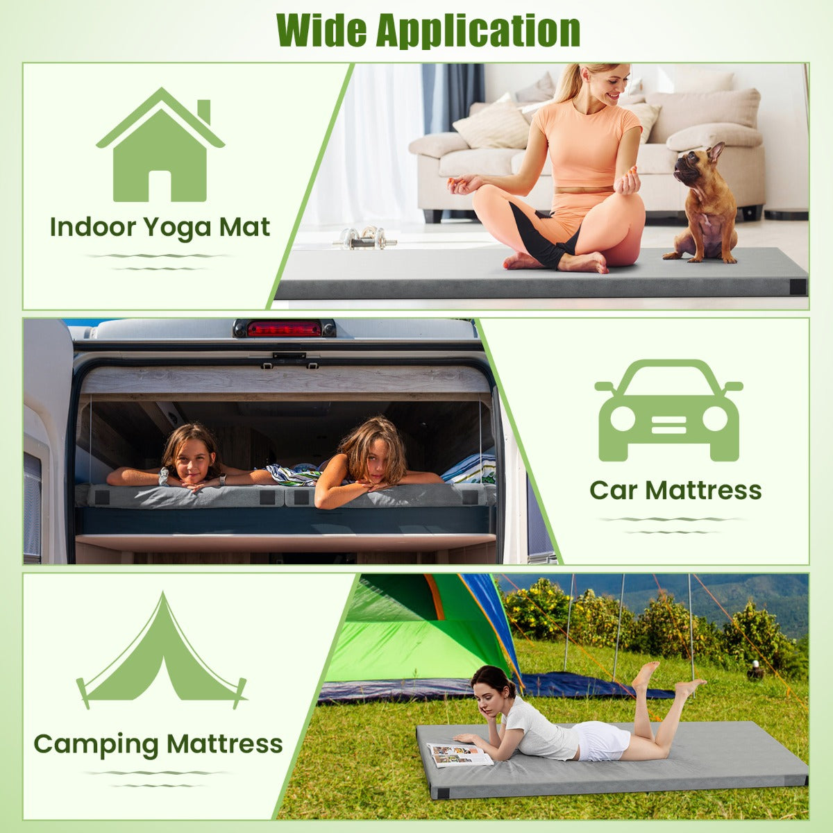 LIVSK Opvouwbaar Campingmatras - Antislip - Traagschuim en Hoge Dichtheid - Inclusief Draagtas - 188 x 78 x 6,5 cm - Grijs/Blauw