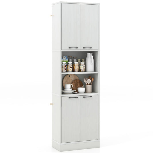 LIVSK Opbergkast met 2 Deurkasten - Stabiele Basis - Multifunctioneel - 56 x 30 x 190 cm - Wit Eiken
