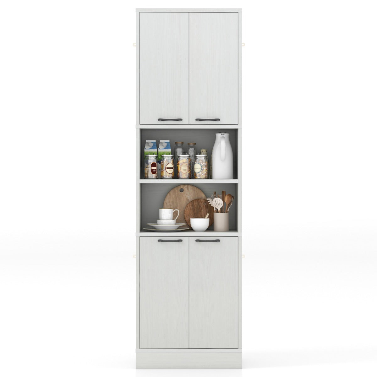 LIVSK Opbergkast met 2 Deurkasten - Stabiele Basis - Multifunctioneel - 56 x 30 x 190 cm - Wit Eiken
