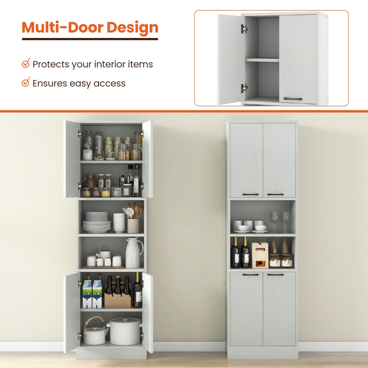 LIVSK Opbergkast met 2 Deurkasten - Stabiele Basis - Multifunctioneel - 56 x 30 x 190 cm - Wit Eiken