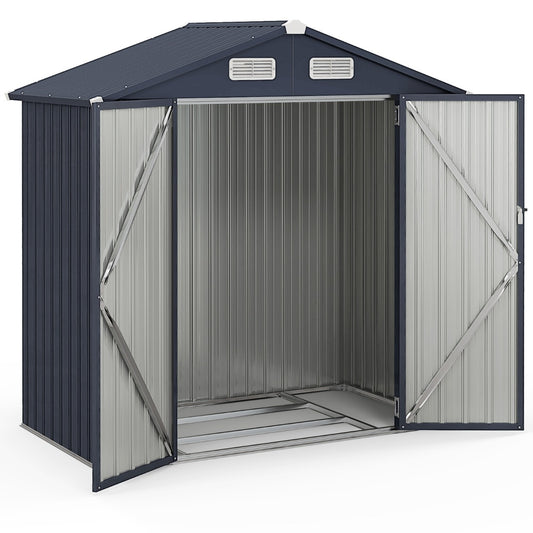 LIVSK Tuinmetalenschuur - 3,44 m³ Opslag - Dubbele Deuren - Weerbestendig - Ventilatiesystemen - Donkergrijs