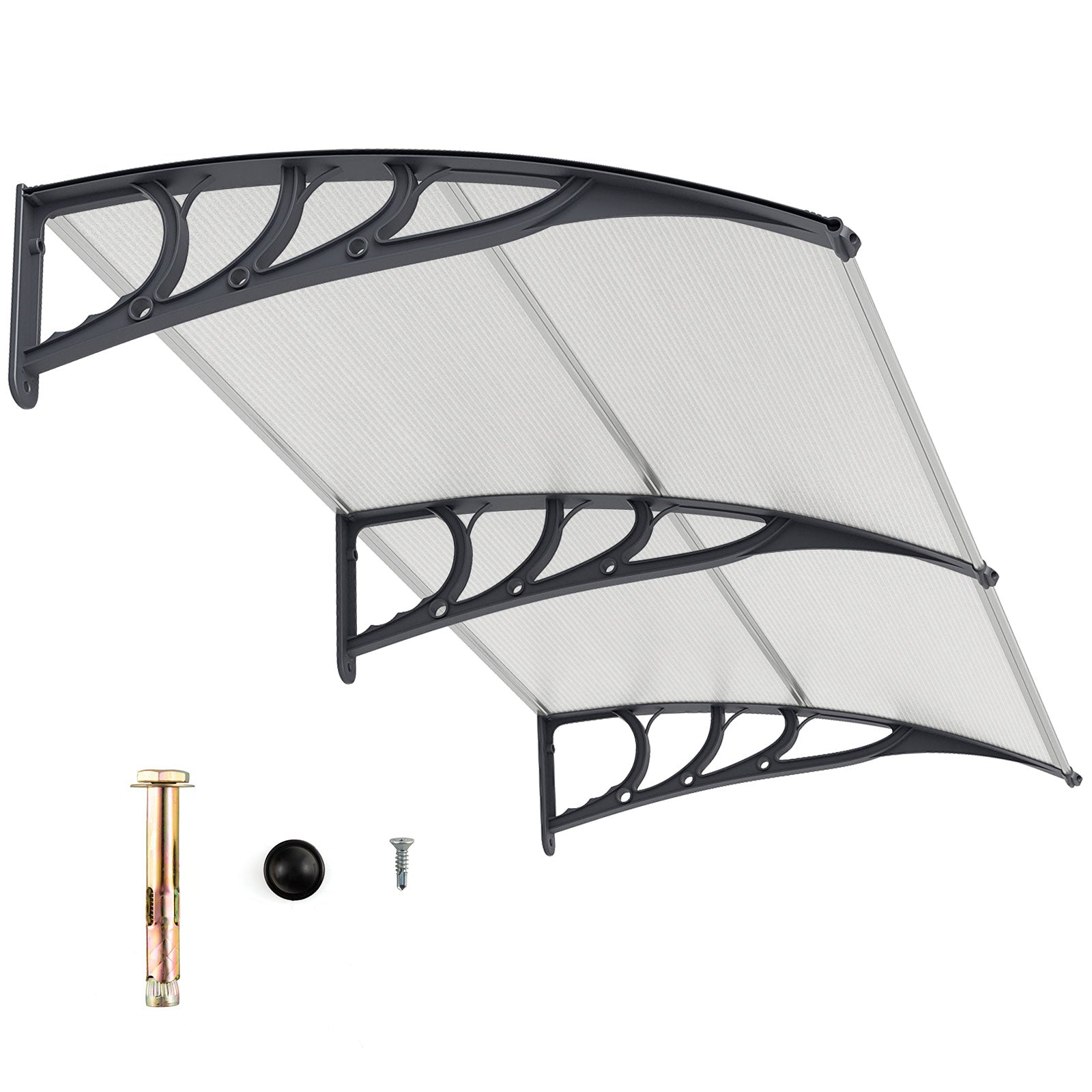 LIVSK Luifel Voordeur 199 x 99 cm - Duurzaam Polycarbonaat - Weerbestendig - Eenvoudige Installatie - Grijs