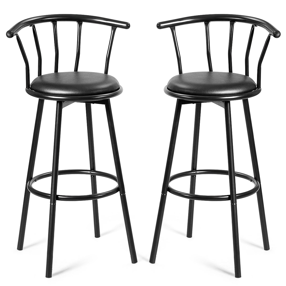 LIVSK Barkrukken Set van 2 - Modern Design - Draaibaar - Ergonomische Rugleuning - Tot 200 kg - 56 x 39 x 102 cm - Zwart