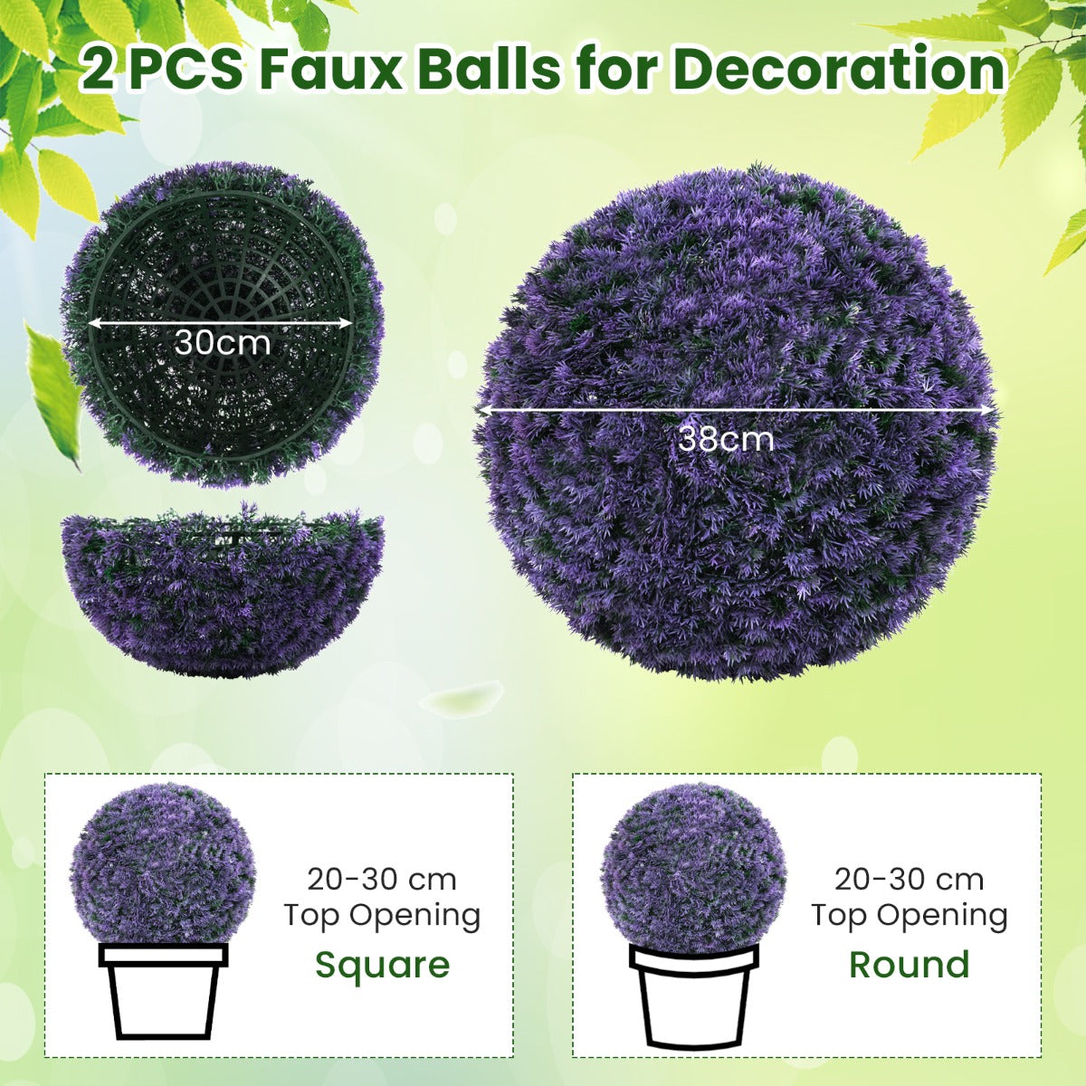 LIVSK Kunstplanten Lavendel Buxus Vormsnoeiballen - Set van 2 - Onderhoudsvrij - Hoogwaardige PE-materialen - Paars