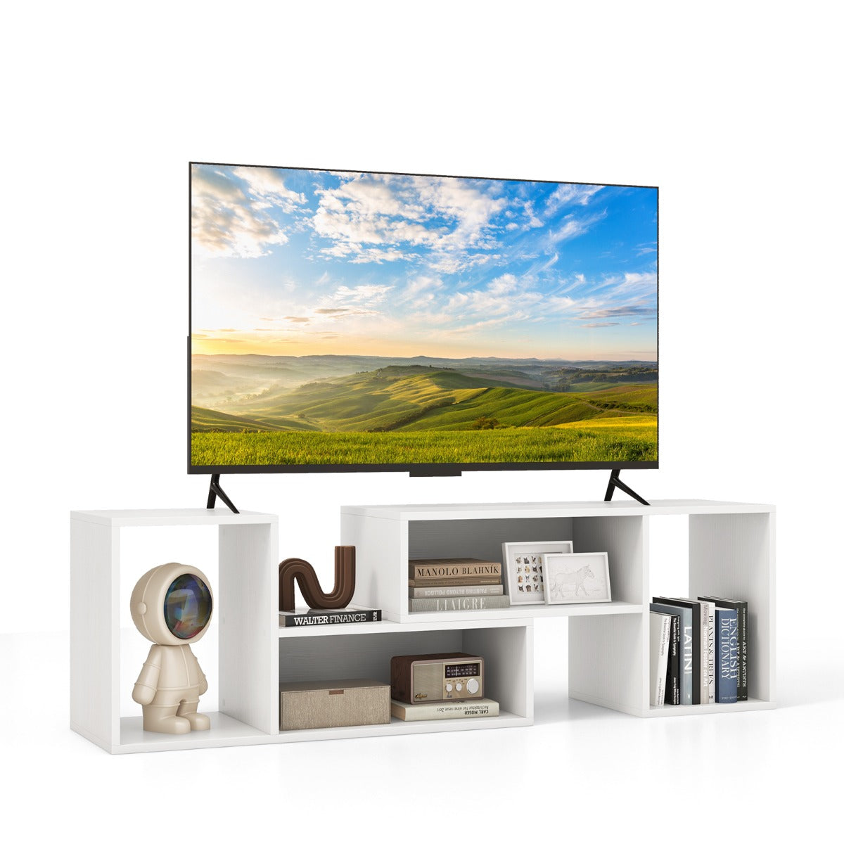 LIVSK Multifunctionele Tv-standaard - Modulair Design met Aanpasbare Planken - Geschikt voor Tv's tot 60 inch - Zwart/Wit