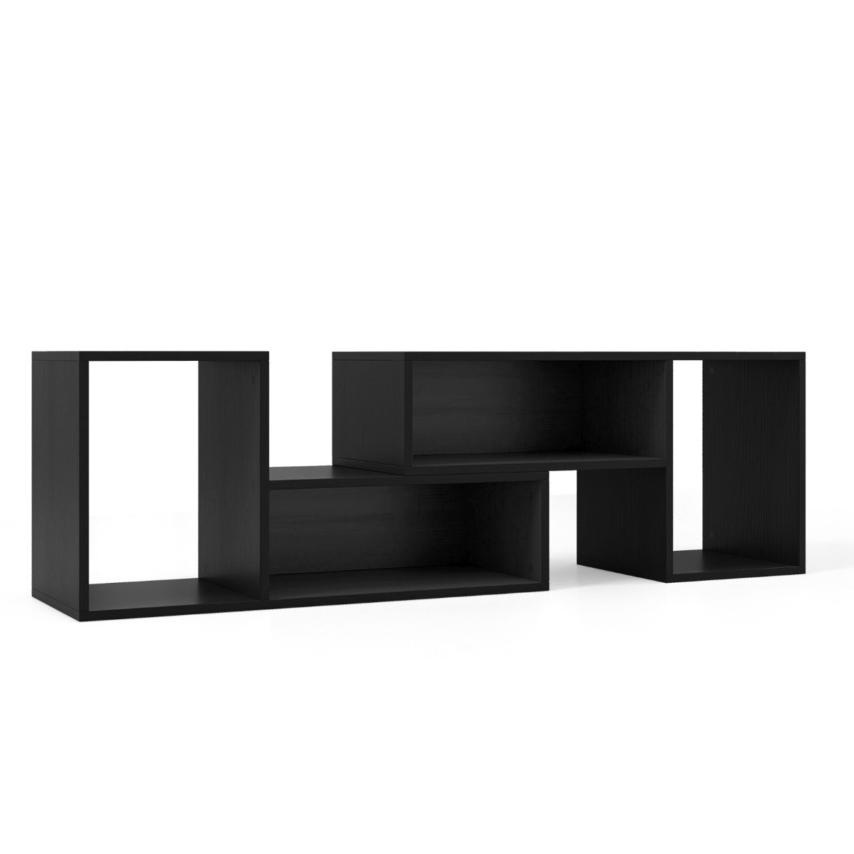 LIVSK modulaire tv-standaard - Aanpasbare L-vormige planken - Geschikt voor tv's tot 60 inch - Robuust en multifunctioneel - Zwart