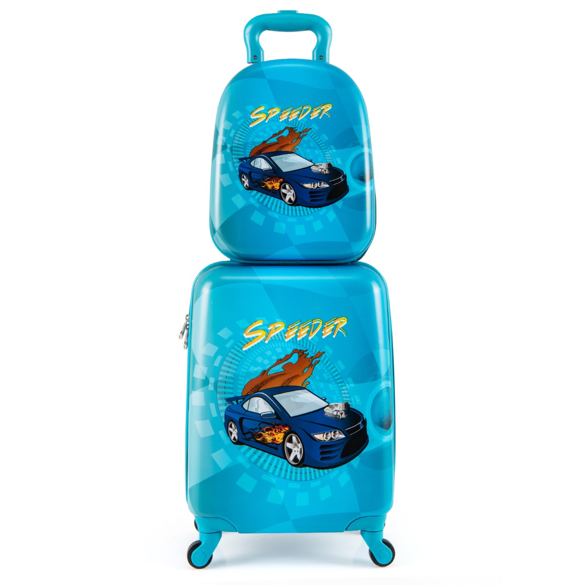 LIVSK Kinderkoffer Set - 17" Harde Koffer en 13" Rugzak - Duurzaam ABS - 4 Wielen - Voor Kinderen - Blauw