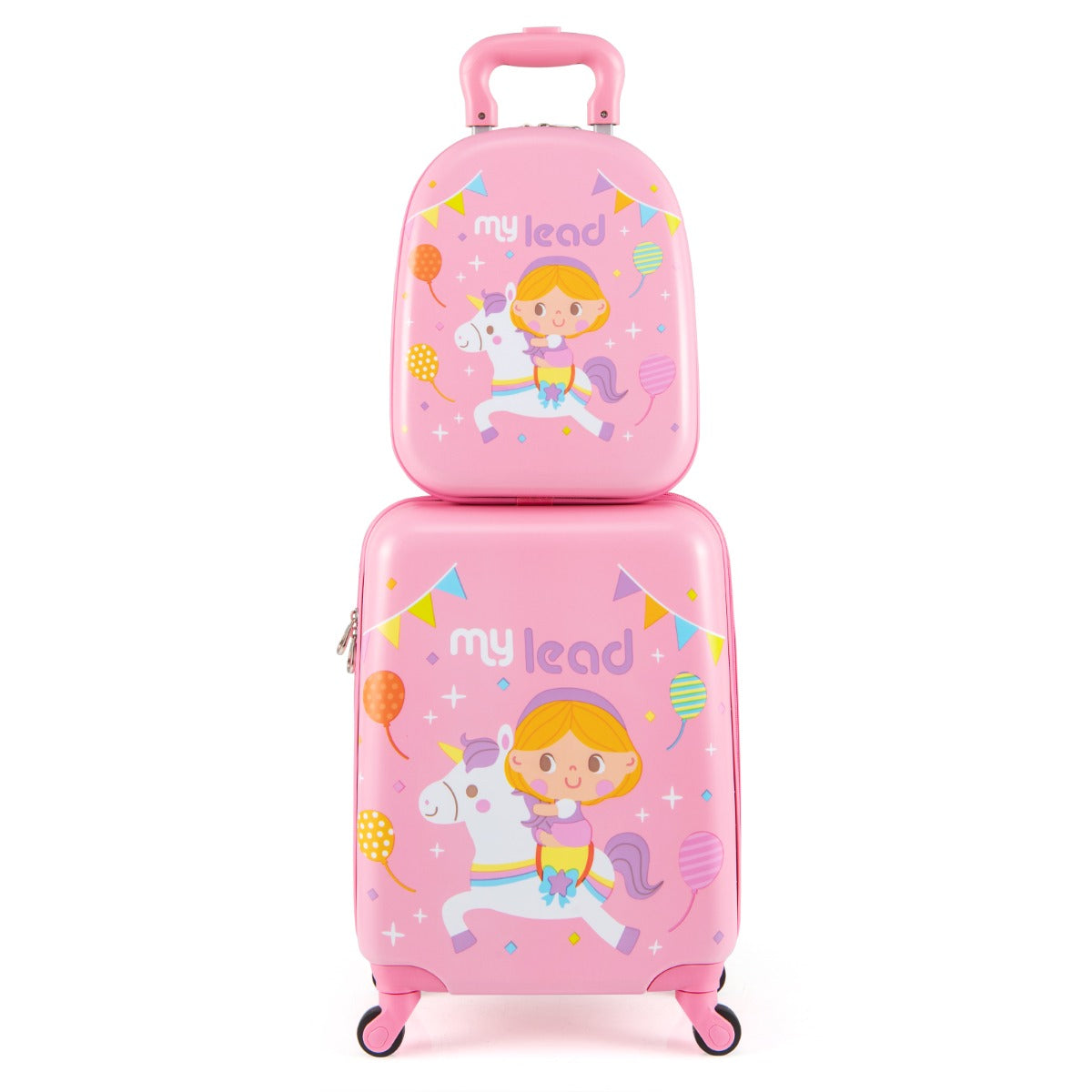 LIVSK Kinderkoffer Set - Harde Rugzak en Koffer - Handbagage - Duurzaam ABS en PC - 35 x 20 x 46 cm - Roze