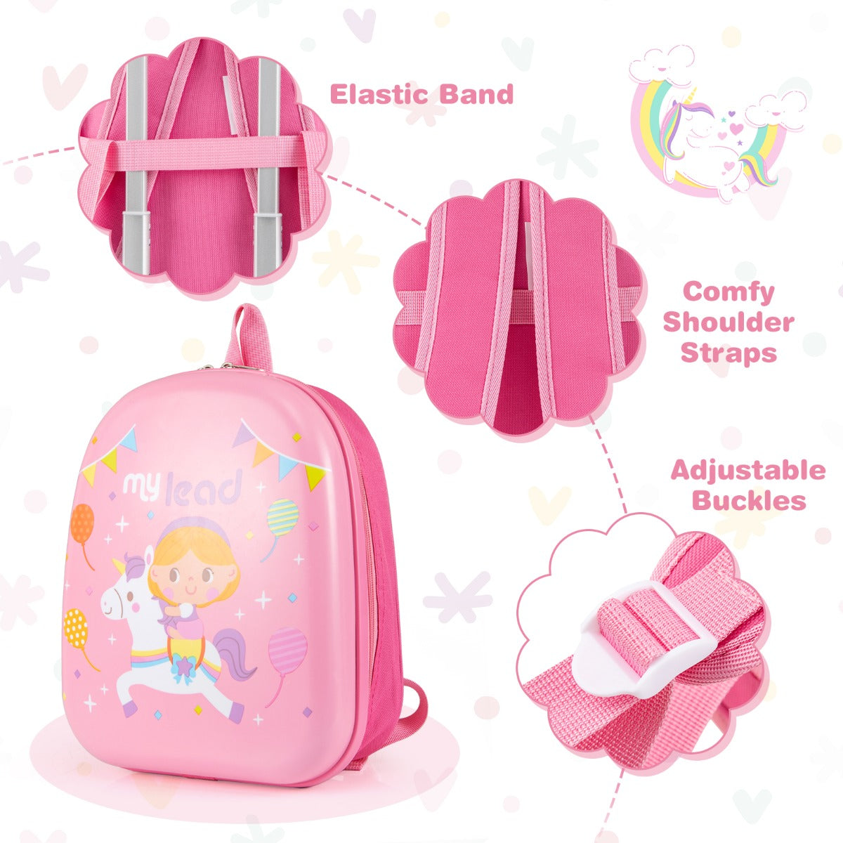 LIVSK Kinderkoffer Set - Harde Rugzak en Koffer - Handbagage - Duurzaam ABS en PC - 35 x 20 x 46 cm - Roze