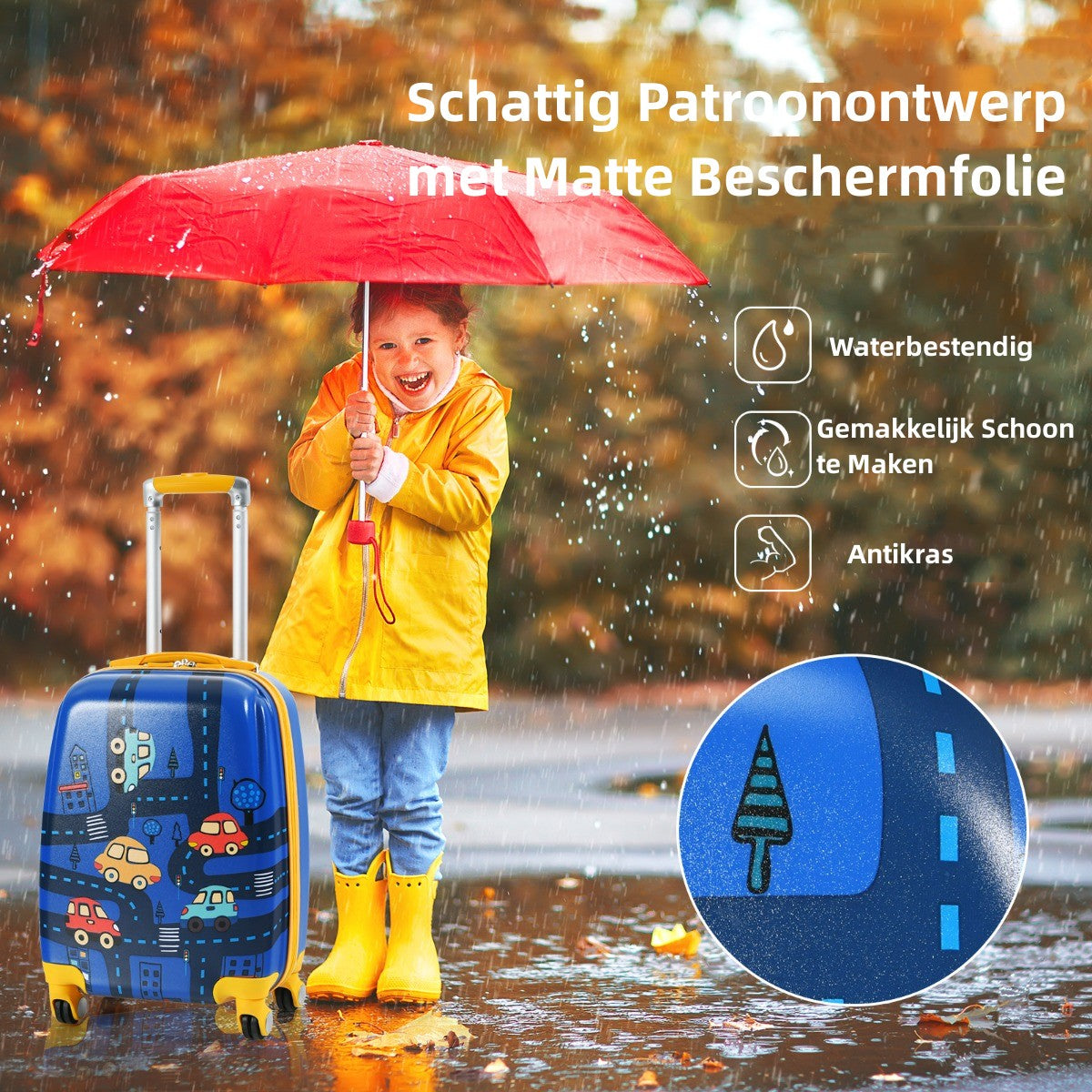 LIVSK 2-delige Kinderbagageset - 12" Rugzak en 18" Koffer - Lichtgewicht en Duurzaam - Ideaal voor School en Reizen - Blauw