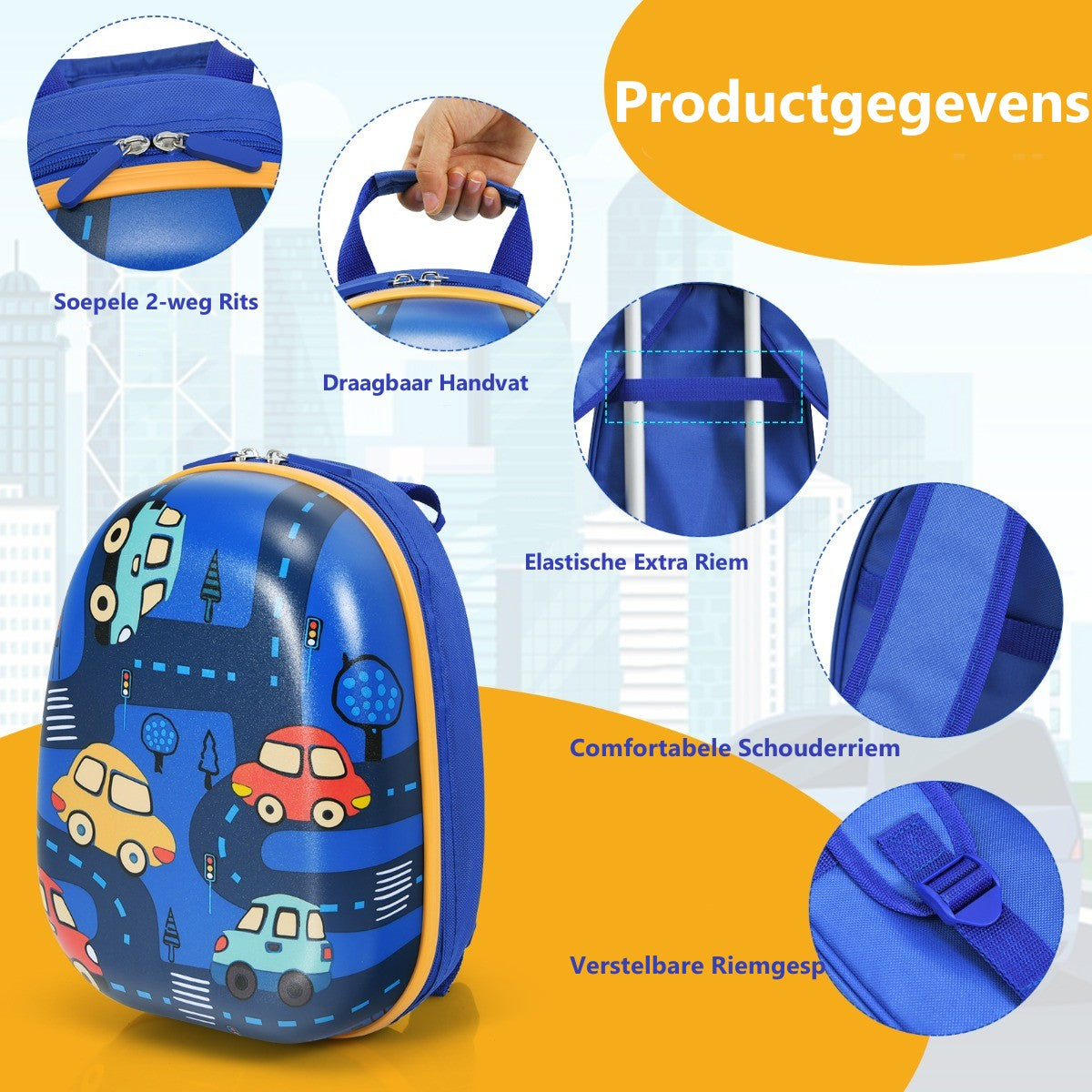 LIVSK 2-delige Kinderbagageset - 12" Rugzak en 18" Koffer - Lichtgewicht en Duurzaam - Ideaal voor School en Reizen - Blauw