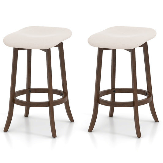 LIVSK Barkrukken zonder Rugleuning - 360° Draaibaar - Gevoerd met Ademend Stof - Robuuste Rubberhouten Poten - Tot 150 kg - Bruin