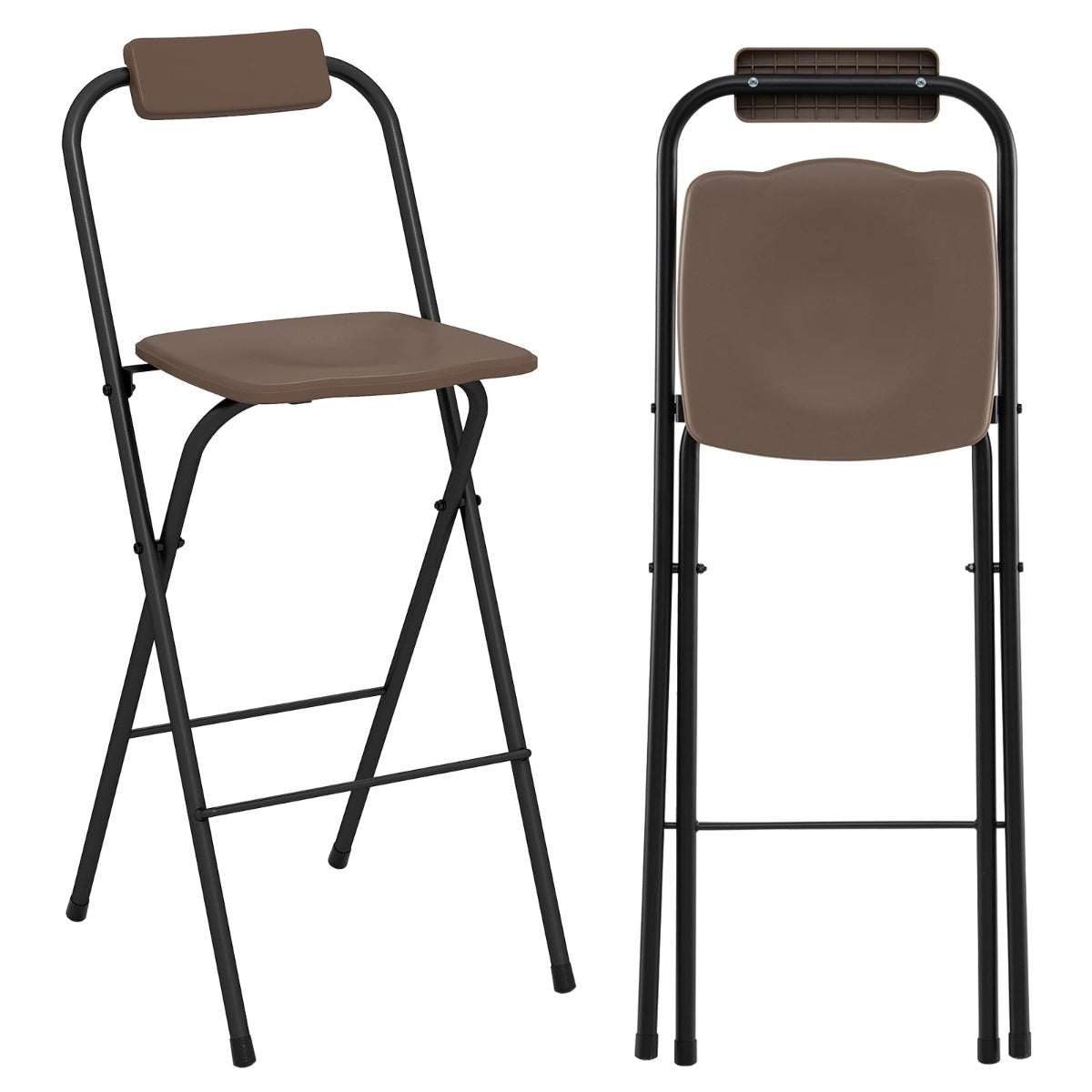 LIVSK Opvouwbare Terras-Barstoelen - Ergonomisch Comfort - Robuust Metalen Frame - Belastbaar tot 150 kg - Bruin en Zwart