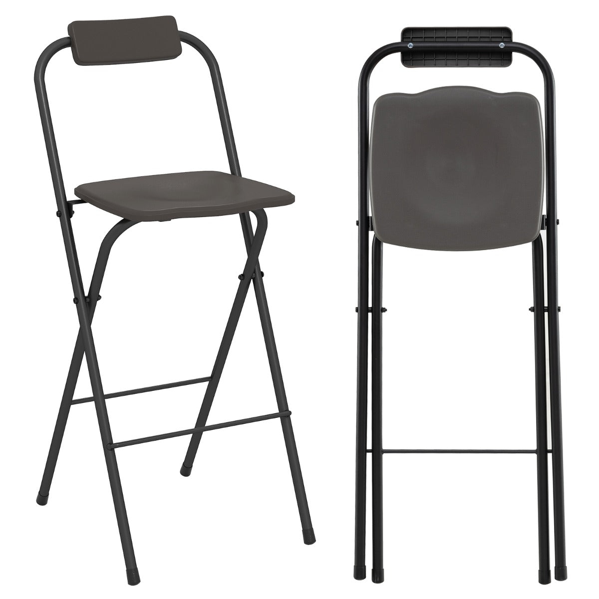 LIVSK Opvouwbare Hoge Terrasbarstoelen - Ergonomisch met Voetsteun - Robuust Metaal - Belastbaar tot 150 kg - 48 x 42,5 x 101 cm