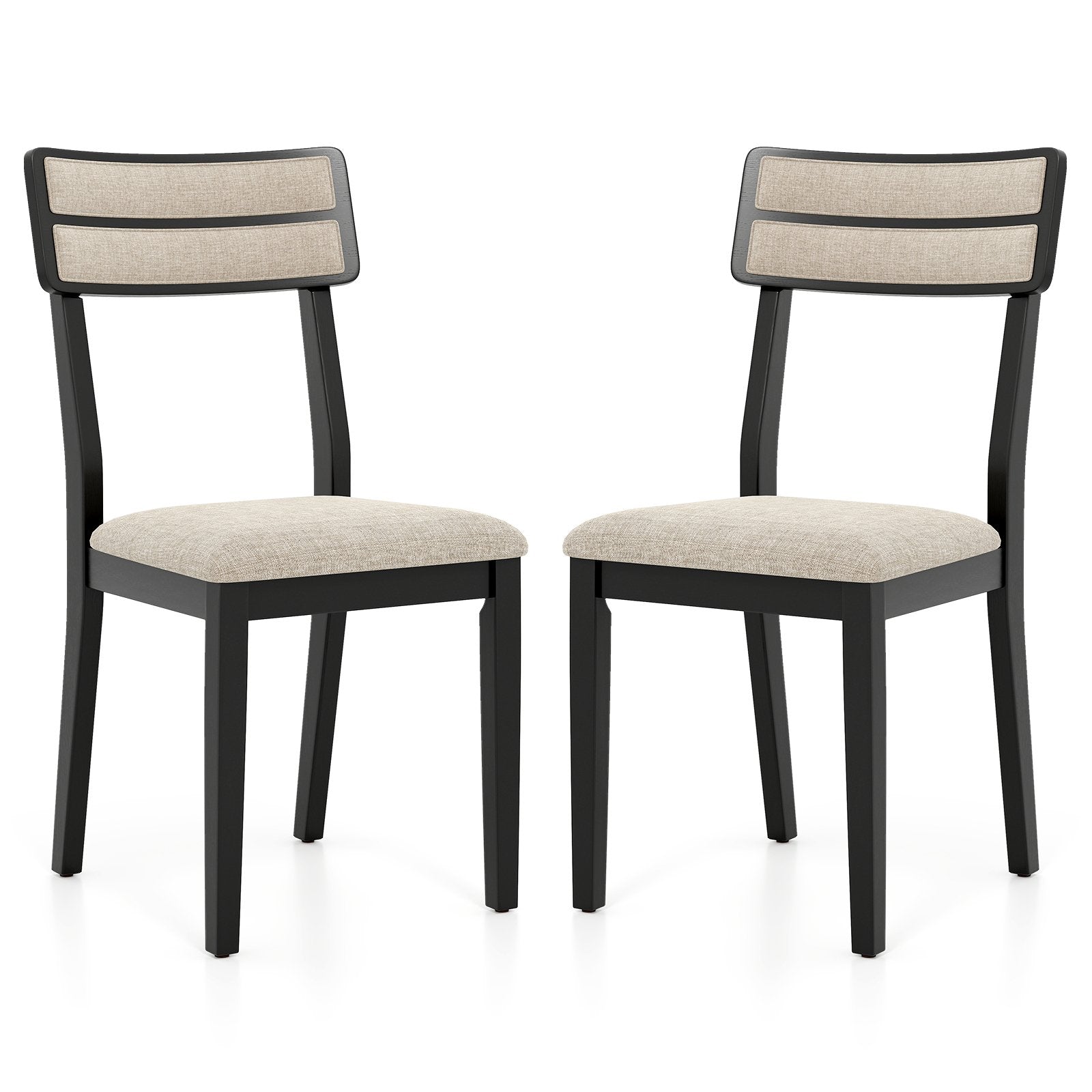 LIVSK Gestoffeerde Eetkamerstoelen - Slijtvast Linnen - Ergonomisch Design - Tot 180 kg - Eenvoudige Montage - Zwart