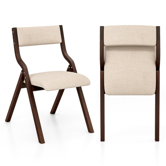 LIVSK Klapstoelen Set van 2 - Opvouwbaar en Ruimtebesparend - Robuust Houten Frame - Tot 140 kg - Koffie+Beige