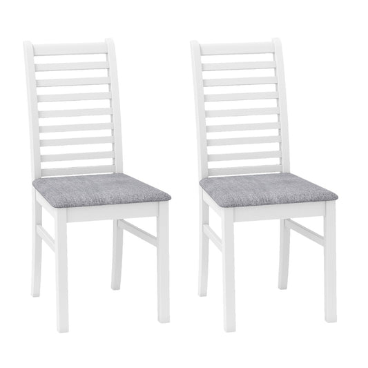 LIVSK Houten Eetkamerstoelen - Set van 2 - Kunstleren Bekleding - Ergonomisch - Draagvermogen 180 kg - Wit + Grijs