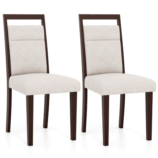 LIVSK 2-delige Set Eetkamerstoelen - Gestoffeerd met Ergonomische Rugleuning - Huidvriendelijke Stof - Tot 150 kg - Beige