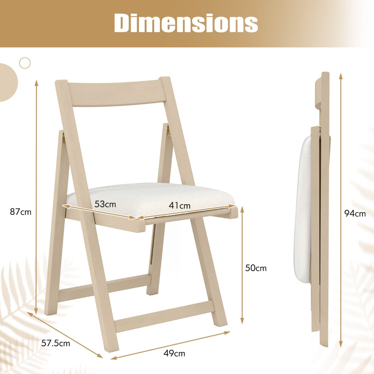 LIVSK Opklapstoel - Rubberhout Frame - Hoogdichtheidsschuim - Faux Sherpa Bekleding - Ruimtebesparend - Beige