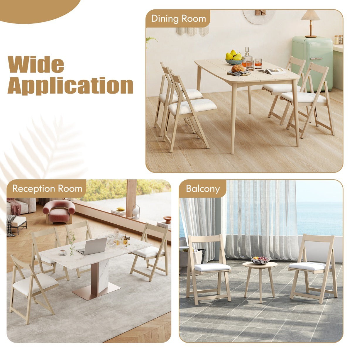 LIVSK Opklapstoel - Rubberhout Frame - Hoogdichtheidsschuim - Faux Sherpa Bekleding - Ruimtebesparend - Beige