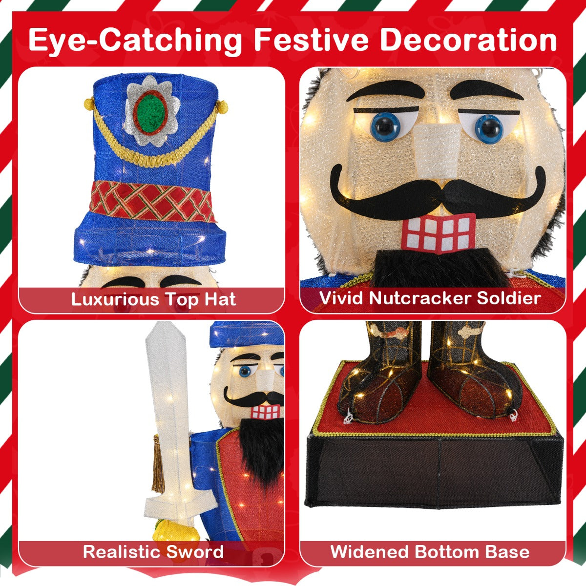 LIVSK Verlichte Kerstdecoratie Notenkraker Figuur - XXL 184 cm - Kerst - Rood