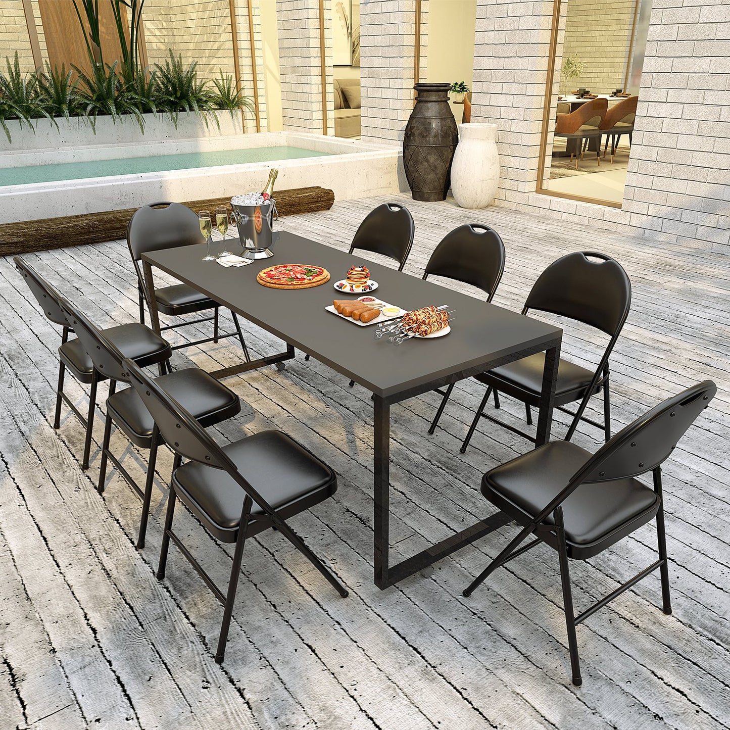 LIVSK Gestoffeerde Klapstoelen Set - Ergonomische Rugleuning - Vouwbaar - Draagvermogen tot 150 kg - Modern Design - Zwart