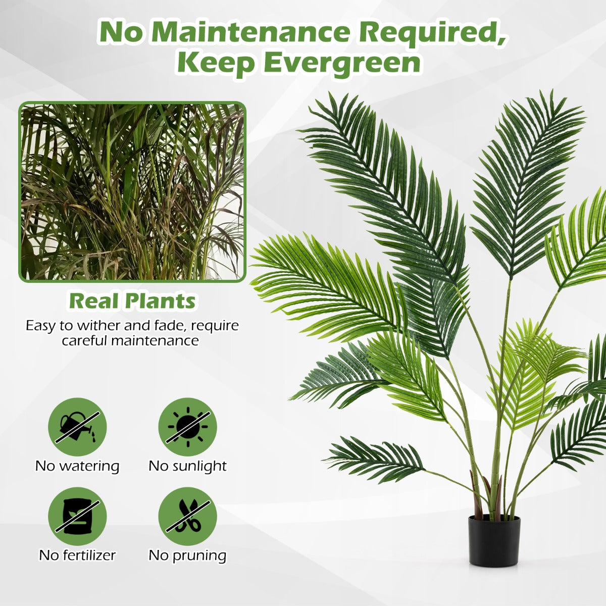 LIVSK 2-delige Kunstmatige Goudpalm Set - Onderhoudsvrij - Realistische Bladeren - Inclusief Pot - 140 cm - Groen