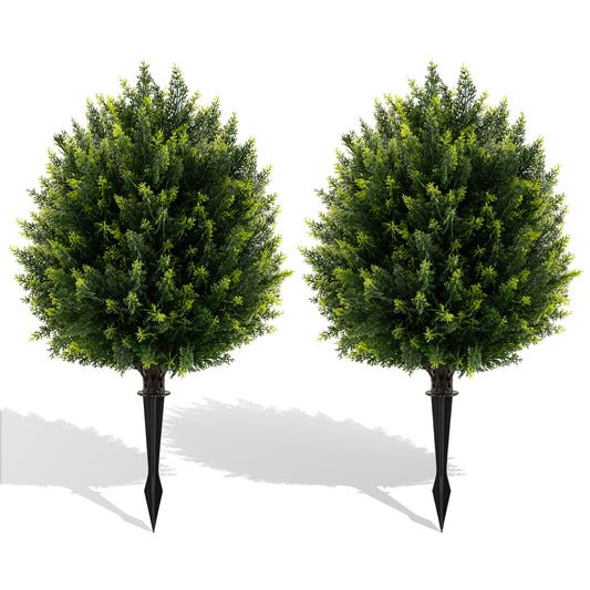 LIVSK Kunstmatige Cypressenbol Bomen - Set van 2 - Levensecht en Onderhoudsvrij - Hoogte 61 cm - Groen