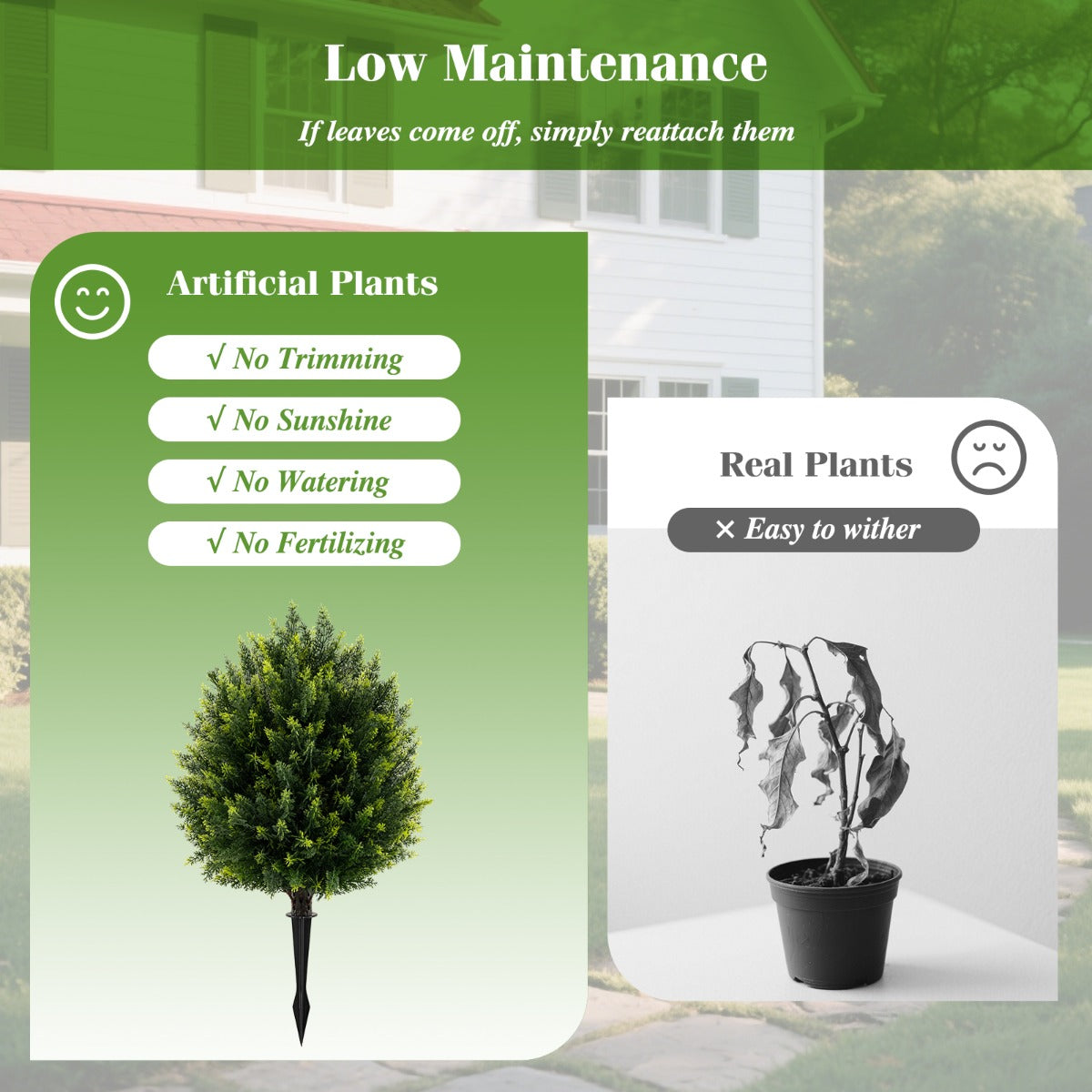 LIVSK Kunstmatige Cypressenbol Bomen - Set van 2 - Levensecht en Onderhoudsvrij - Hoogte 61 cm - Groen