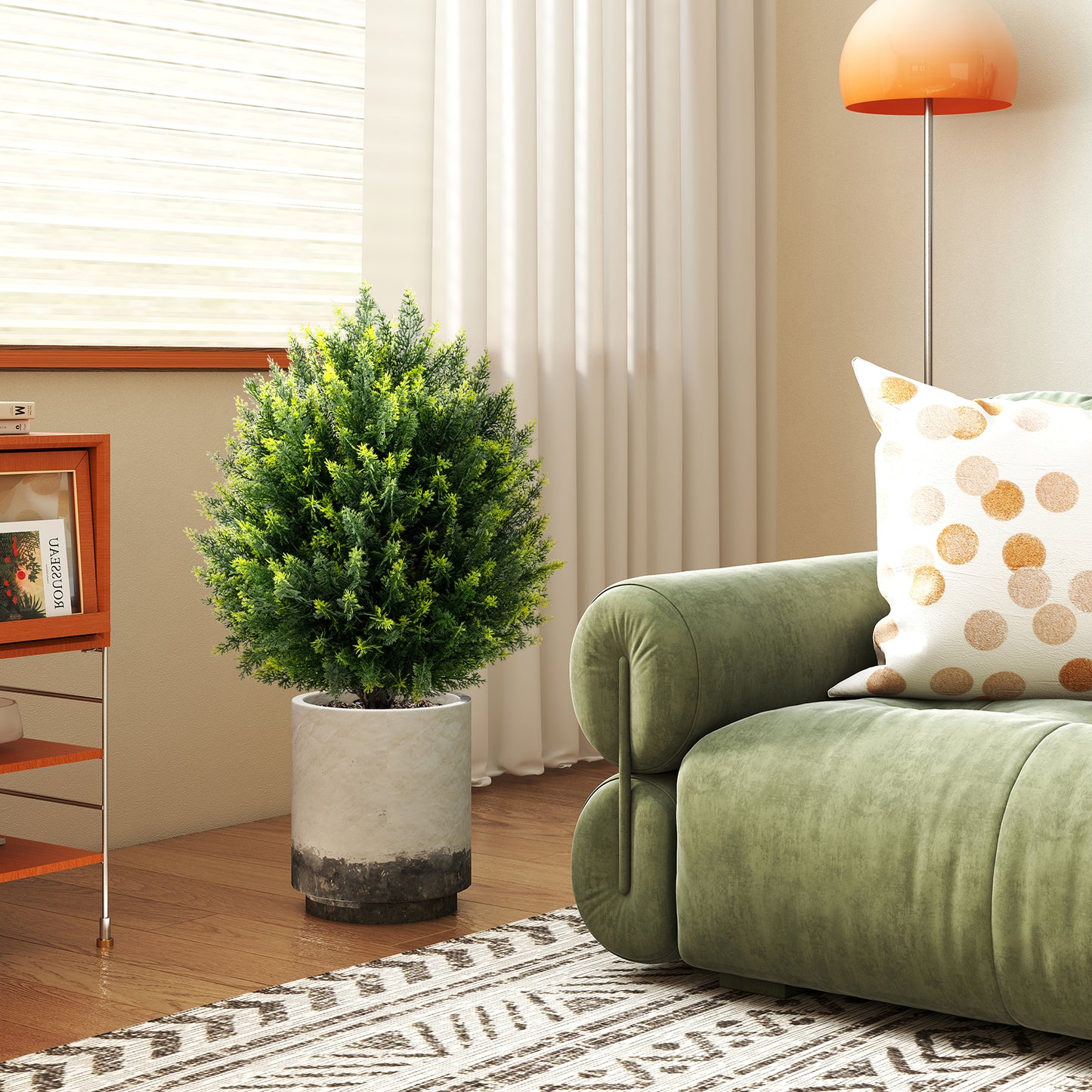 LIVSK Kunstmatige Cypressenbol Bomen - Set van 2 - Levensecht en Onderhoudsvrij - Hoogte 61 cm - Groen