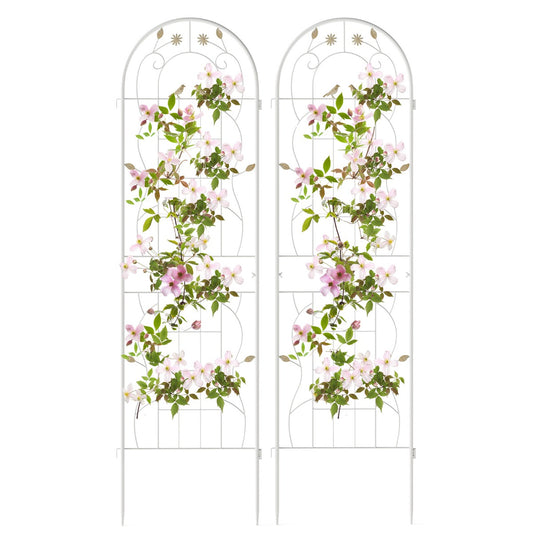 LIVSK Metalen Tuinscherm - Decoratief Klimrek voor Planten - 180 x 50 cm - Roestbestendig - Eenvoudige Montage - Wit