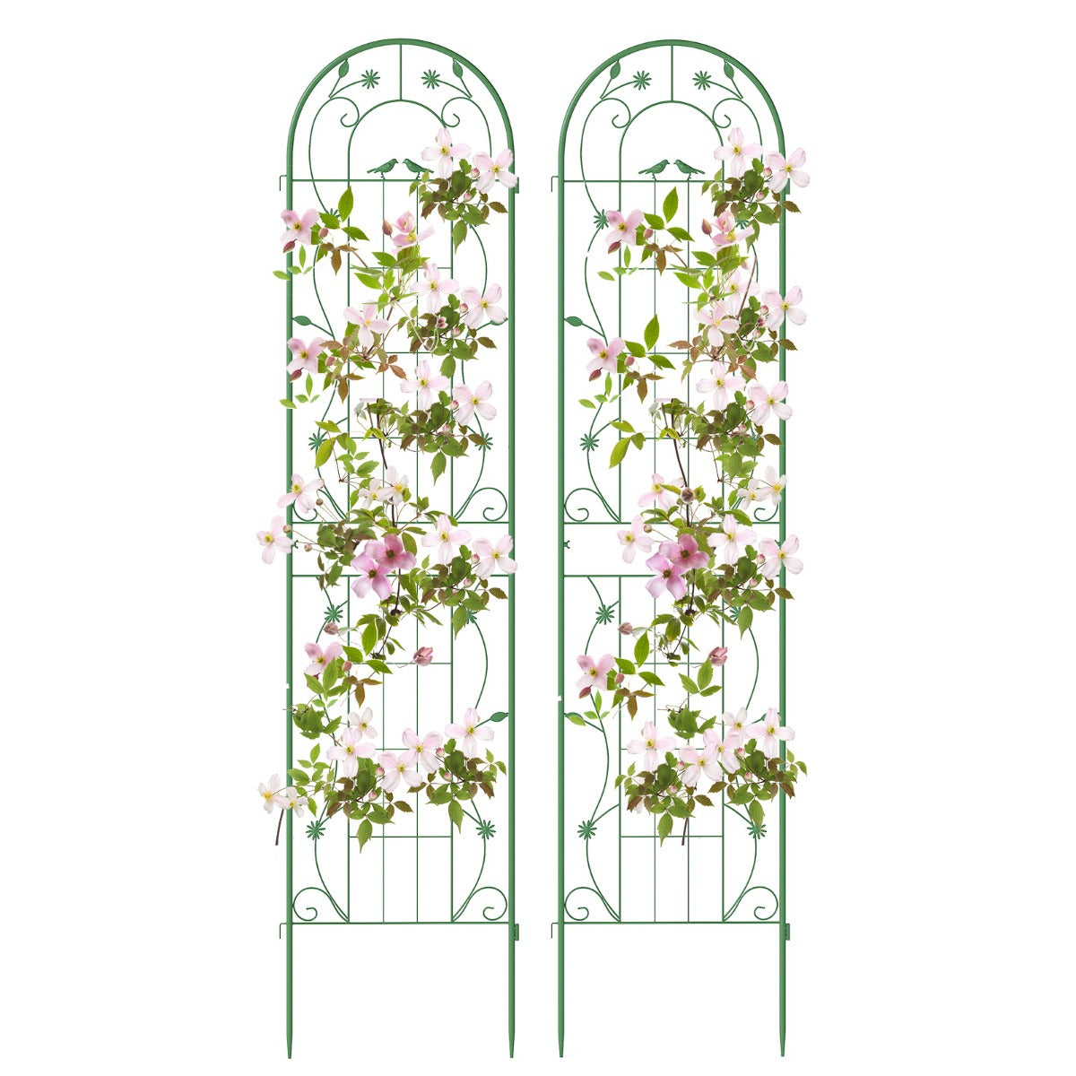 LIVSK Tuinrek van Verzinkt Metaal - 220 cm Hoog - Ondersteuning voor Klimplanten - Eenvoudige Montage - Groen