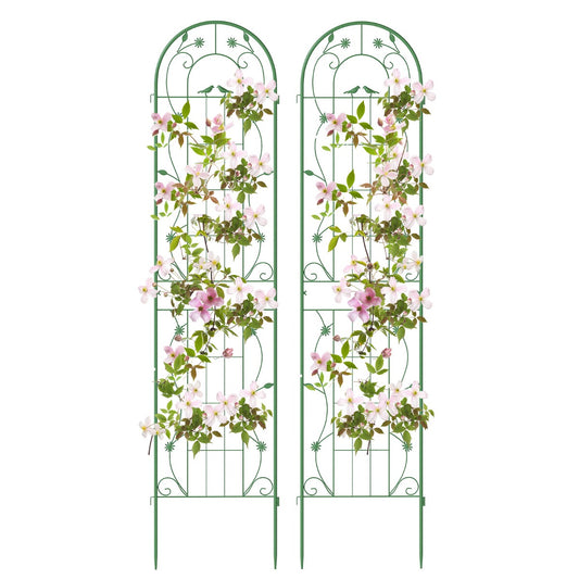 LIVSK Tuinrek van Verzinkt Metaal - 220 cm Hoog - Ondersteuning voor Klimplanten - Eenvoudige Montage - Groen