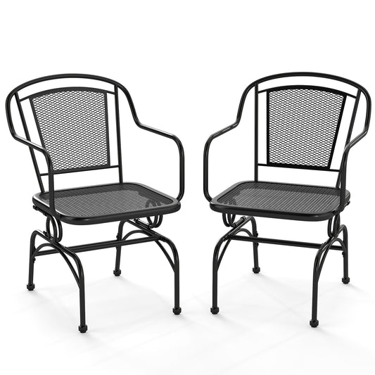 LIVSK Set van 2 Schommelstoelen - Zachte 15° Schommelbeweging - Ademend Metaal - Ergonomisch Ontwerp - Zwart