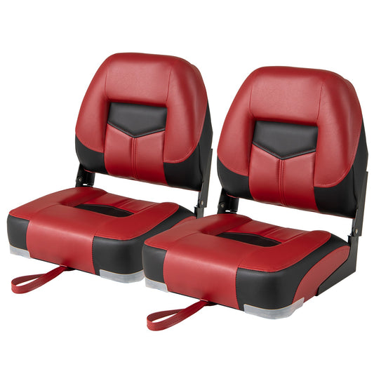 LIVSK Set van 2 Bootstoelen - Ergonomische Rugleuning - Weerbestendig PVC - Opvouwbaar - 50 x 42 x 52 cm - Rood