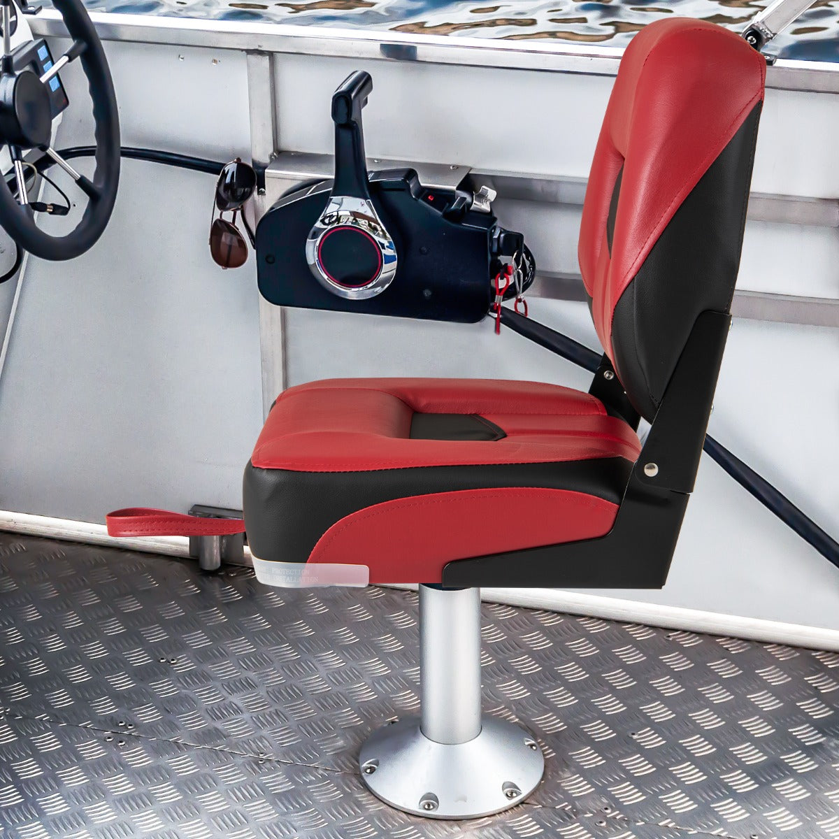 LIVSK Set van 2 Bootstoelen - Ergonomische Rugleuning - Weerbestendig PVC - Opvouwbaar - 50 x 42 x 52 cm - Rood