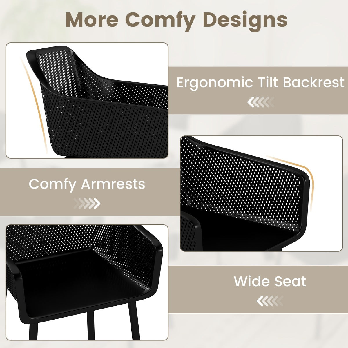 Livsk costway 2 delige set plastic eetkamerstoelen keukenstoelen met ademende mesh rugleuning en brede zitting 2 2