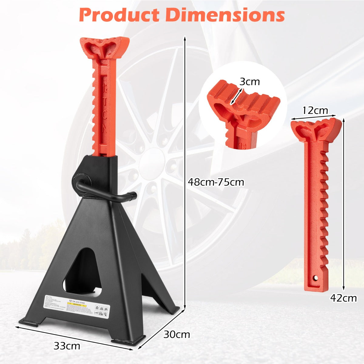 LIVSK 12 - Ton Kriksteun Set - Hoogteverstelbaar van 48 cm tot 75 cm - Stabiel en Veilig - Zelfvergrendelend Mechanisme - Rood en