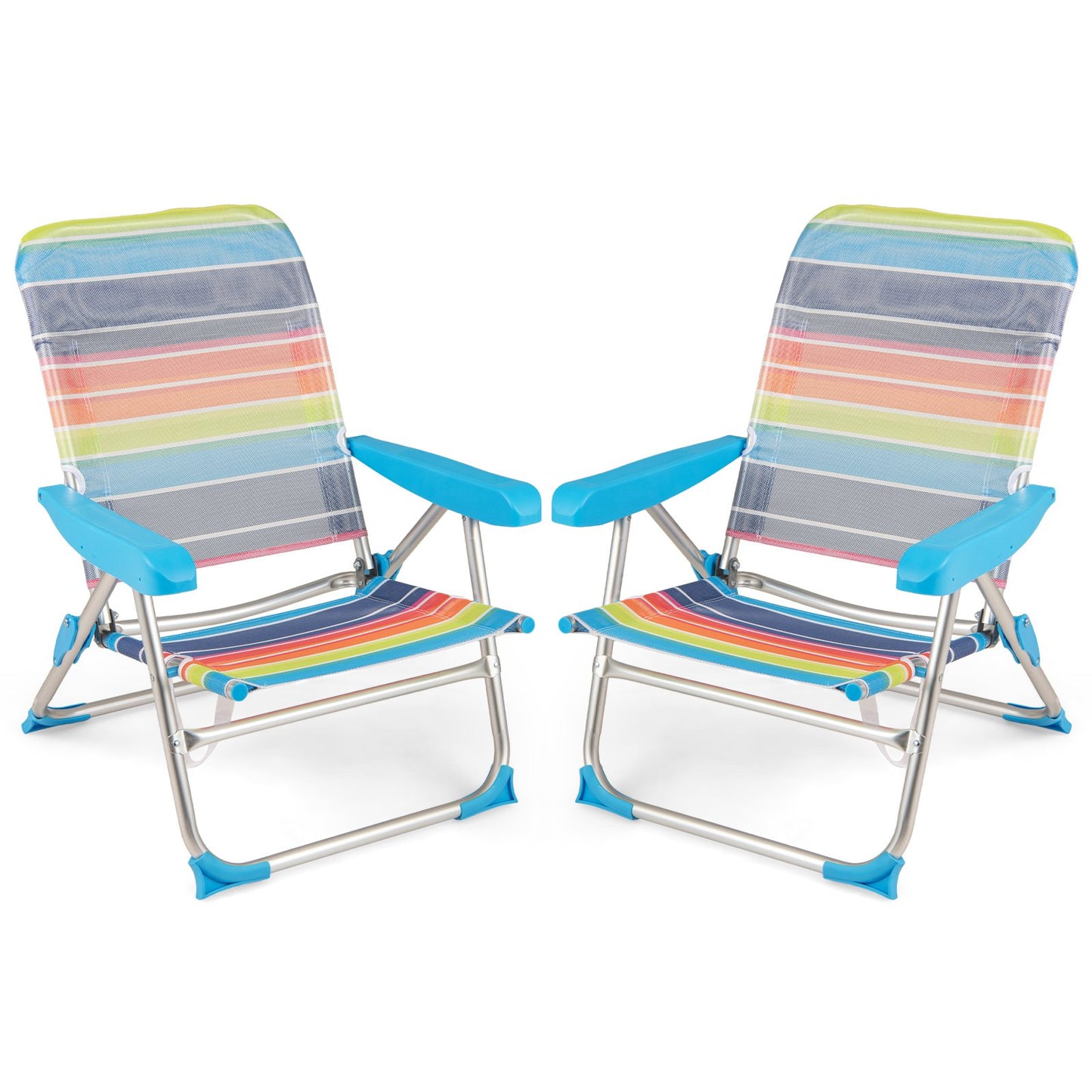 LIVSK Opvouwbare Strandstoelen Set van 2 - Verstelbare Rugleuning - Ademend en Snel Droog - Tot 150 kg - 64 x 64 x 83 cm - Zoals