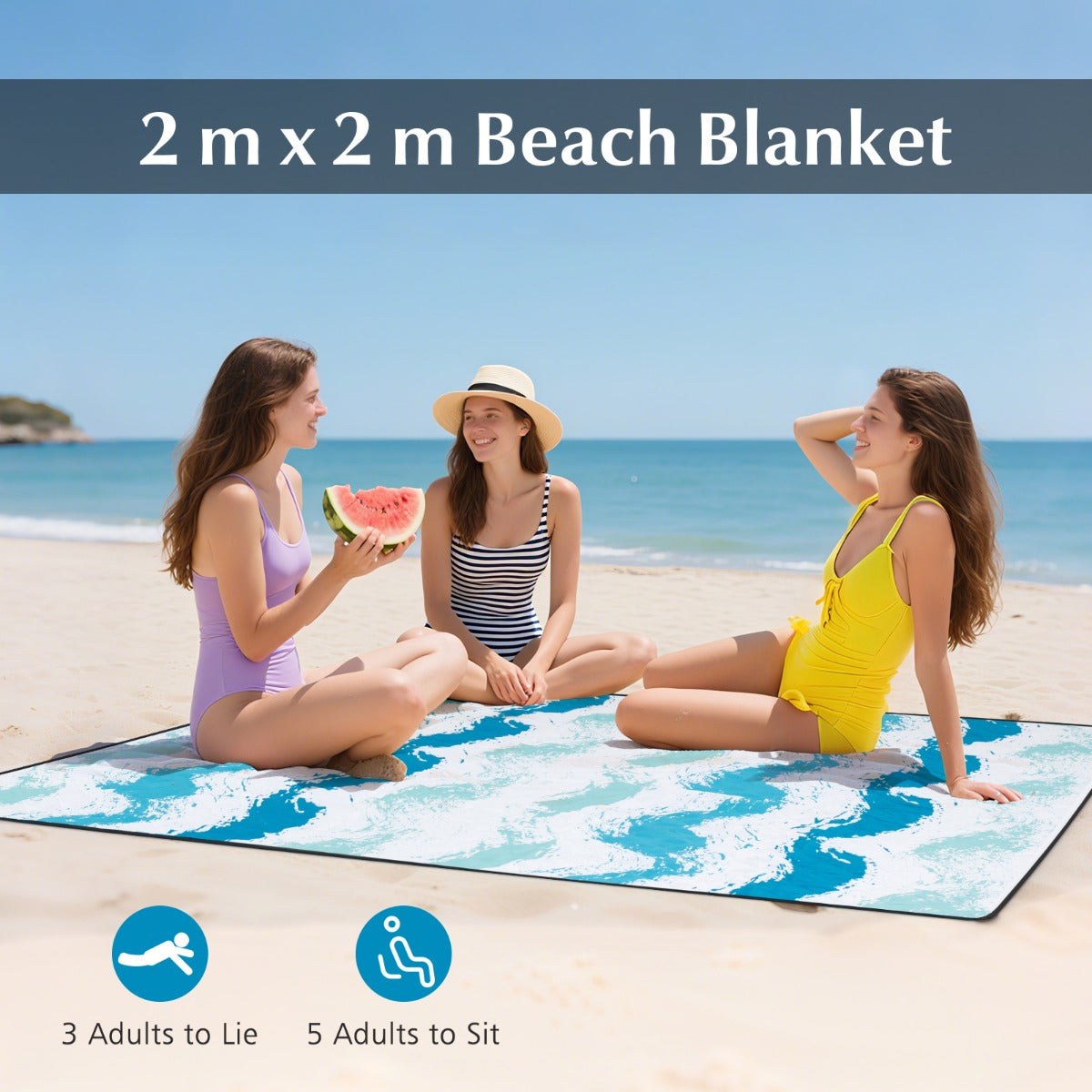 LIVSK 4-delige Strandset - Parasol 173 cm - 2 Opvouwbare Stoelen 56 x 51 x 69 cm - Ruime Stranddeken 200 x 200 cm - Blauw