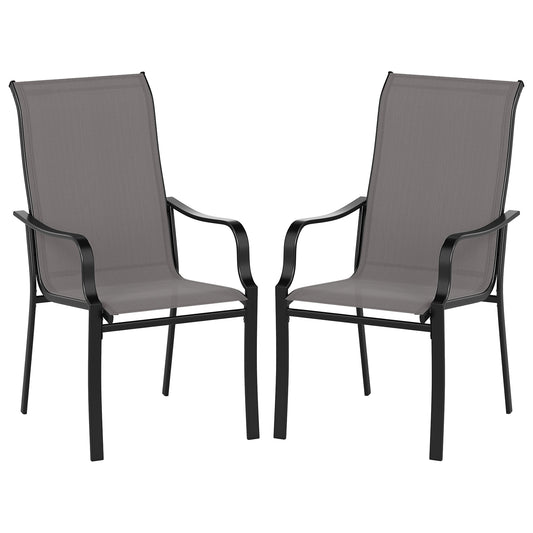 LIVSK Tuin-eetstoelset - Ergonomisch met Hoge Rugleuning - Metaal - Belastbaar tot 150 kg - Modern Design - Grijs
