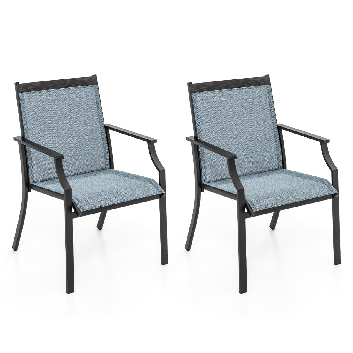 LIVSK Tuinstoelen Set van 2 - Ergonomisch Design met Brede Zitting - Duurzame Stof en Metaal - Tot 150 kg - Blauw